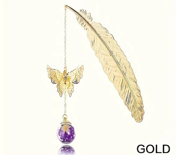 Златен книгоразделител с пеперуда