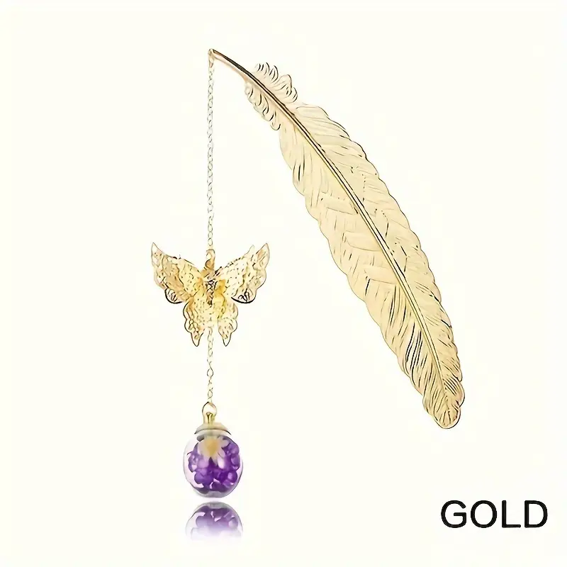 Златен книгоразделител с пеперуда