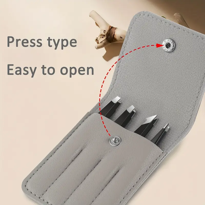 Комплект от 4 прецизни пинсети с елегантен калъф