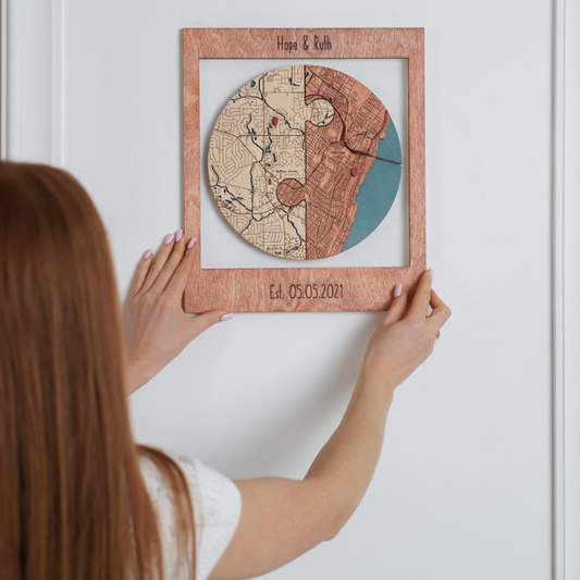 „Нашият общ път“ – Елегантно 3D дървено пано, свързващо най-скъпите Ви места