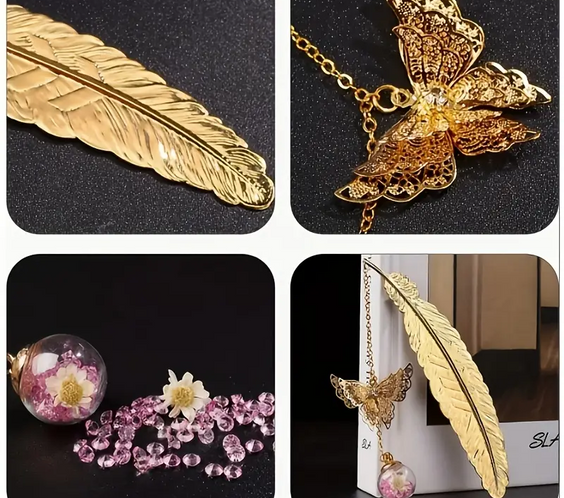 Златен книгоразделител с пеперуда