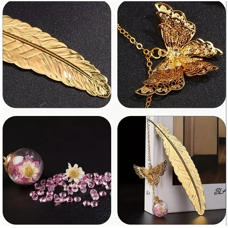 Златен книгоразделител с пеперуда