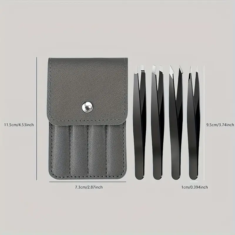 Комплект от 4 пинсети с елегантен калъф
