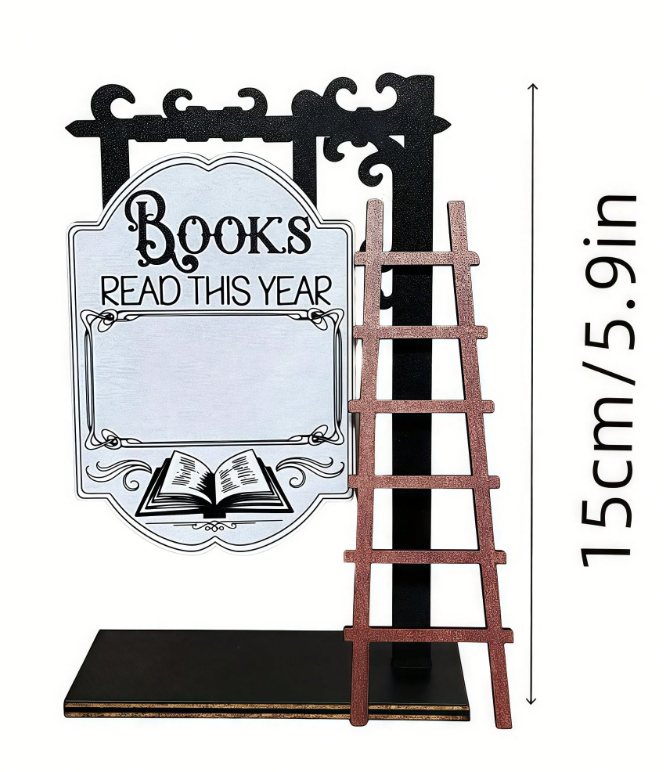 Дървена мини табела "Книги, които прочетох тази година"